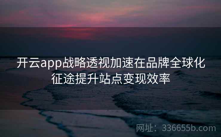 开云app战略透视加速在品牌全球化征途提升站点变现效率 开云app战略透视加速在品牌全球化征途提升站点变现效率