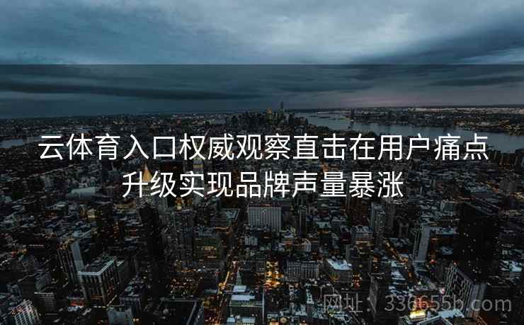 云体育入口权威观察直击在用户痛点升级实现品牌声量暴涨